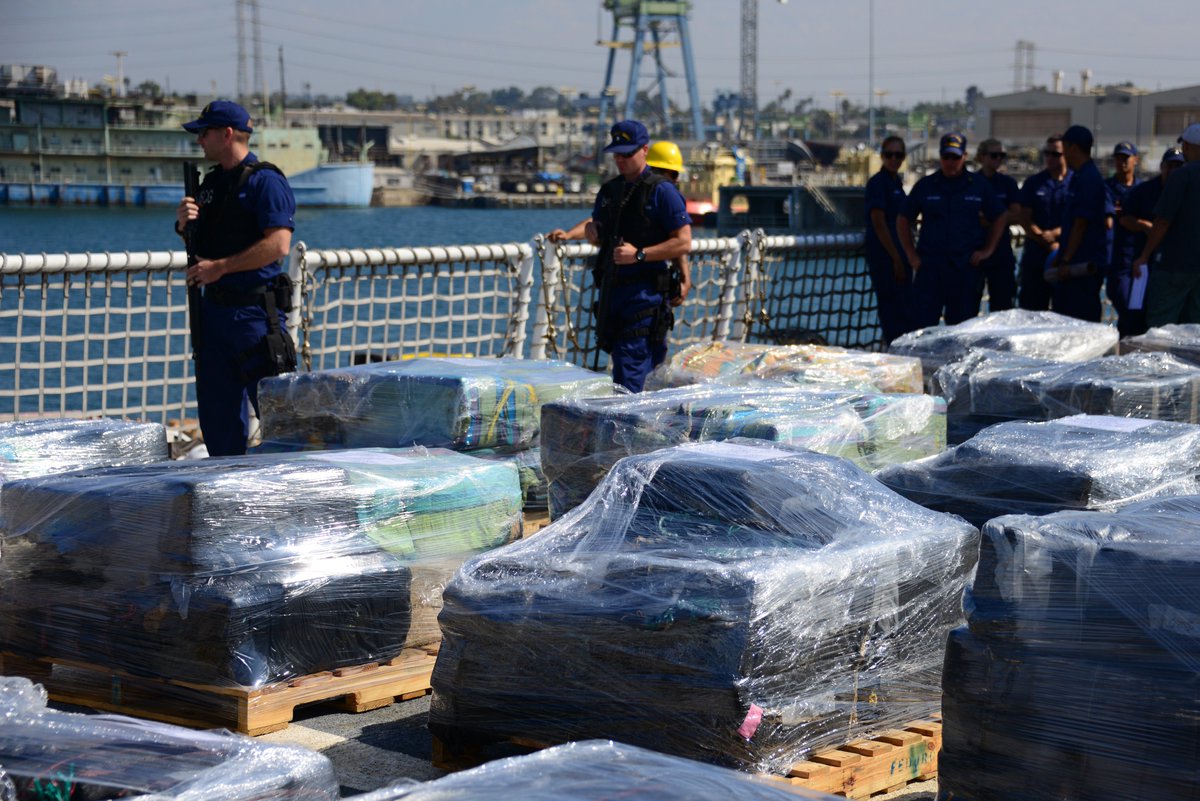 USCGOceania's tweet photo. USCGC Sherman offloads 11 tons of cocaine in San Diego #CoastGuard #cutterlife Read more: https://t.co/rtIDaa645v https://t.co/EJqkxiYqjm
