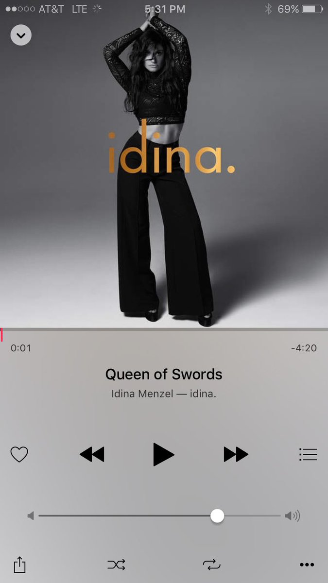 idina_here's tweet photo. #OnRepeat 👸🏻⚔ @idinamenzel Download Queen of Swords now: https://t.co/VGMsdJa8Z5 https://t.co/6yHHtXd0On