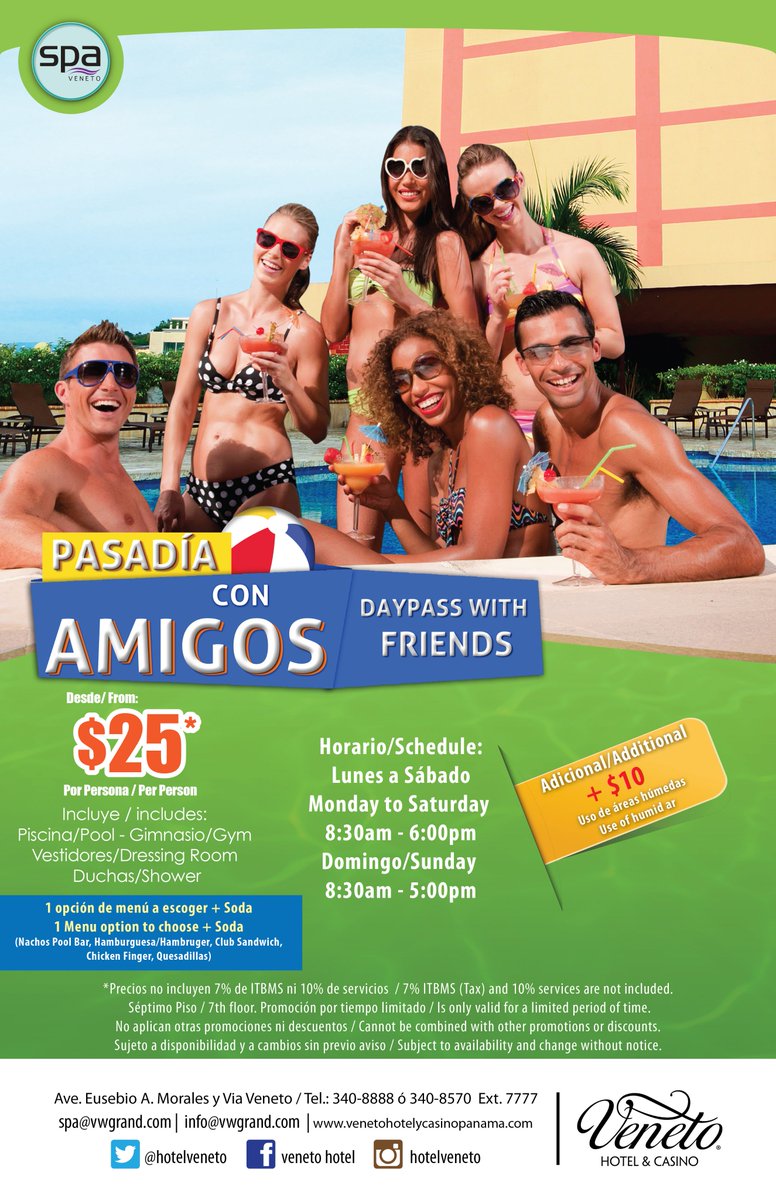hotelveneto's tweet photo. Llega con tus amigo y pasala bien en el Hotel Veneto y disfruta del pasa dias desde $25 dolares por persona. https://t.co/0tU27yLiXZ