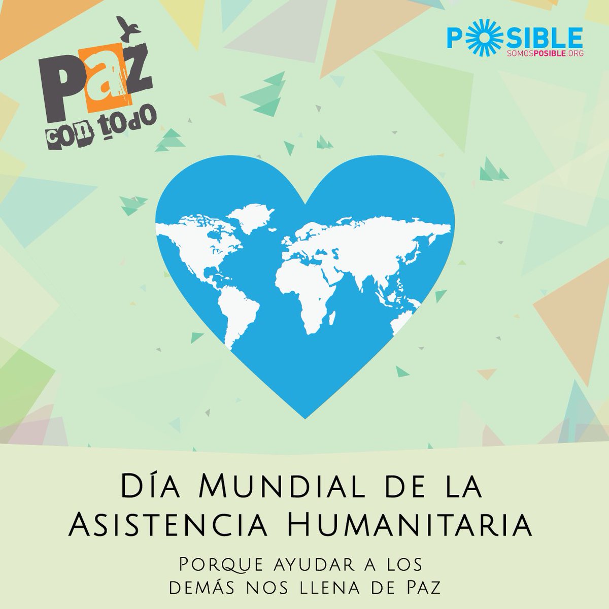 pazcontodo's tweet photo. #DíaMundialDeLaAsistenciaHumanitaria Porque ayudar a los demás nos llena de Paz https://t.co/mv9RGCpJhE