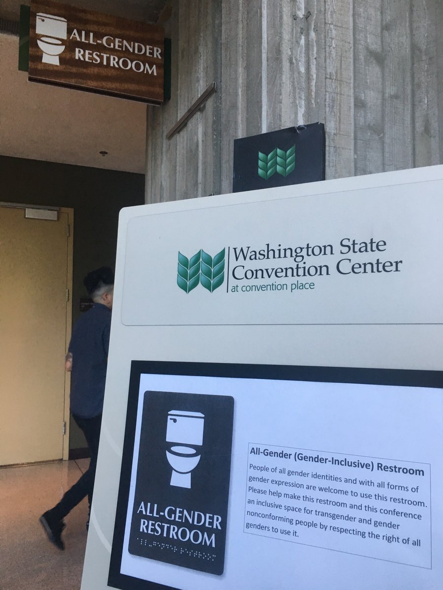 jax_gonzalez's tweet photo. #allgenderbathroom found at #asa2016 next to registration. Great improvement from last year! #socwomen2016 #queersoc https://t.co/rkBdqyaRXn