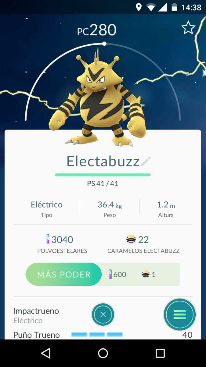 aaronyael's tweet photo. Eclosionó mi primer #Electabuzz #Pc280 #PokemongoArgentina #PokemonGo https://t.co/FvA0YbFrG7