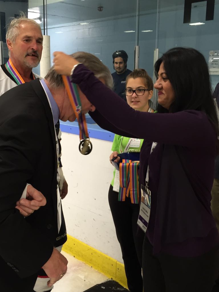 SoniaLiberal's tweet photo. A real pleasure to present the medals to some of the ice hockey winners today at the #55PlusGames! #Brampton https://t.co/XoECj9lYFw