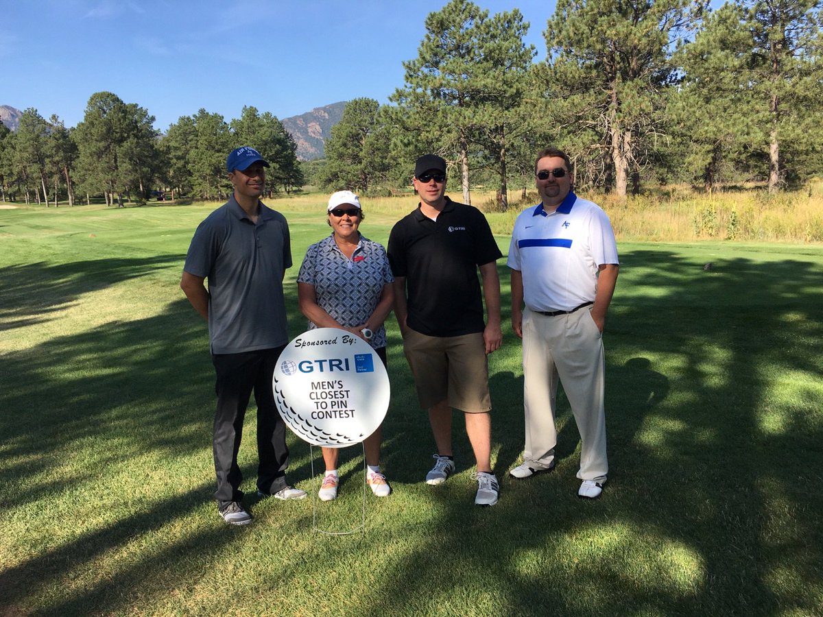 Zivaro_'s tweet photo. Gorgeous day for the #IMAGE2016 golf event to benefit #STEM in CO Springs. GTRI's Tom, Pat, Craig & Cliff below. https://t.co/VmEddQKdkl
