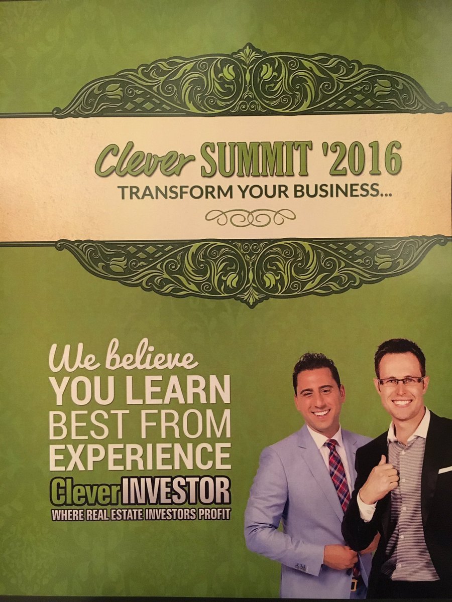 cleverinvestor's tweet photo. Clever Summit 2016 is happening now! #cleversummit #RealEstateInvesting #success @thejoshaltman @CodySperber https://t.co/WKDYa0xxLI