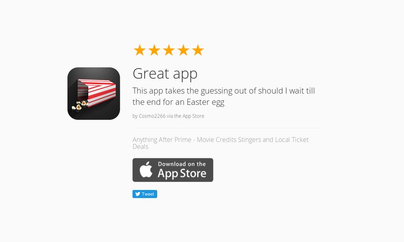 Anything_After's tweet photo. 5 Star Review: "Great app: This app takes the guessing out of should I wait till the end f…" https://t.co/Yaa9NbMjNJ https://t.co/zJS8aOOSZT