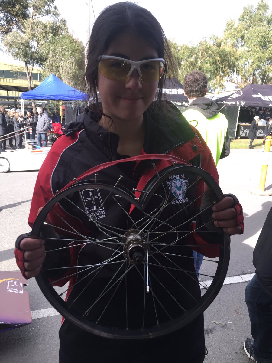 GNLCRedXRacing's tweet photo. Now THAT'S a new shape for a wheel! #GoHardOrGoHome https://t.co/uycQESfOa5