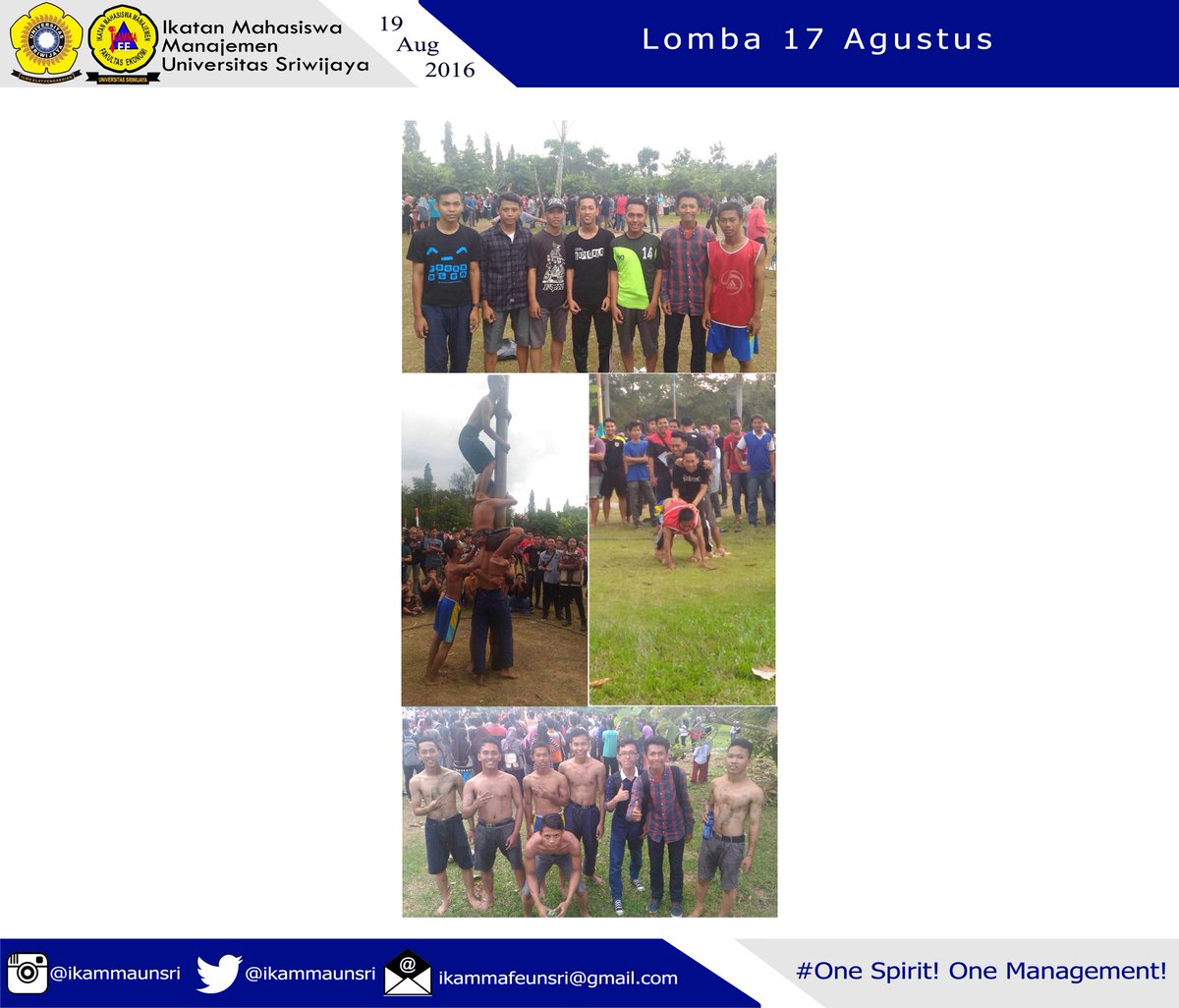 Sdh keliatan "one spirit" belom,nih?
-----
Lomba memperingati kemrdekaan RI yg ke-71 d lpngn dpn rektorat UNSRI
----