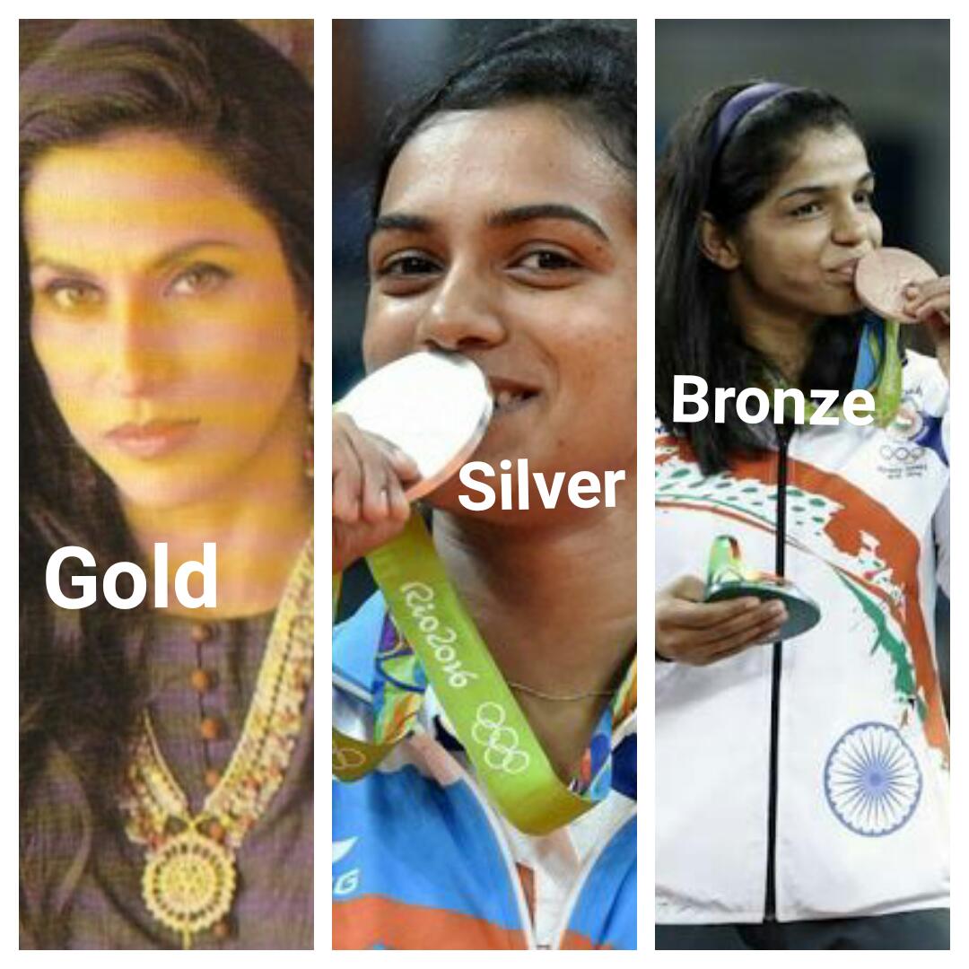 HGugaliya's tweet image. @Pvsindhu1 @SakshiMalik रियल मेडल मिलने बाद मैडल पर माफ़ी मांगने पर बेशर्म @DeShobhaa को मिला डुप्लीकेट #Gold Lol 😊😊