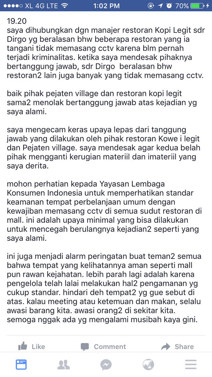 kelakuan's tweet photo. gue kemalingan tas di Kopi Legit Pejaten Village lantai 2, hari Kamis 18 Agustus 2016 jam 19.00an. https://t.co/WOzLNp0SnL