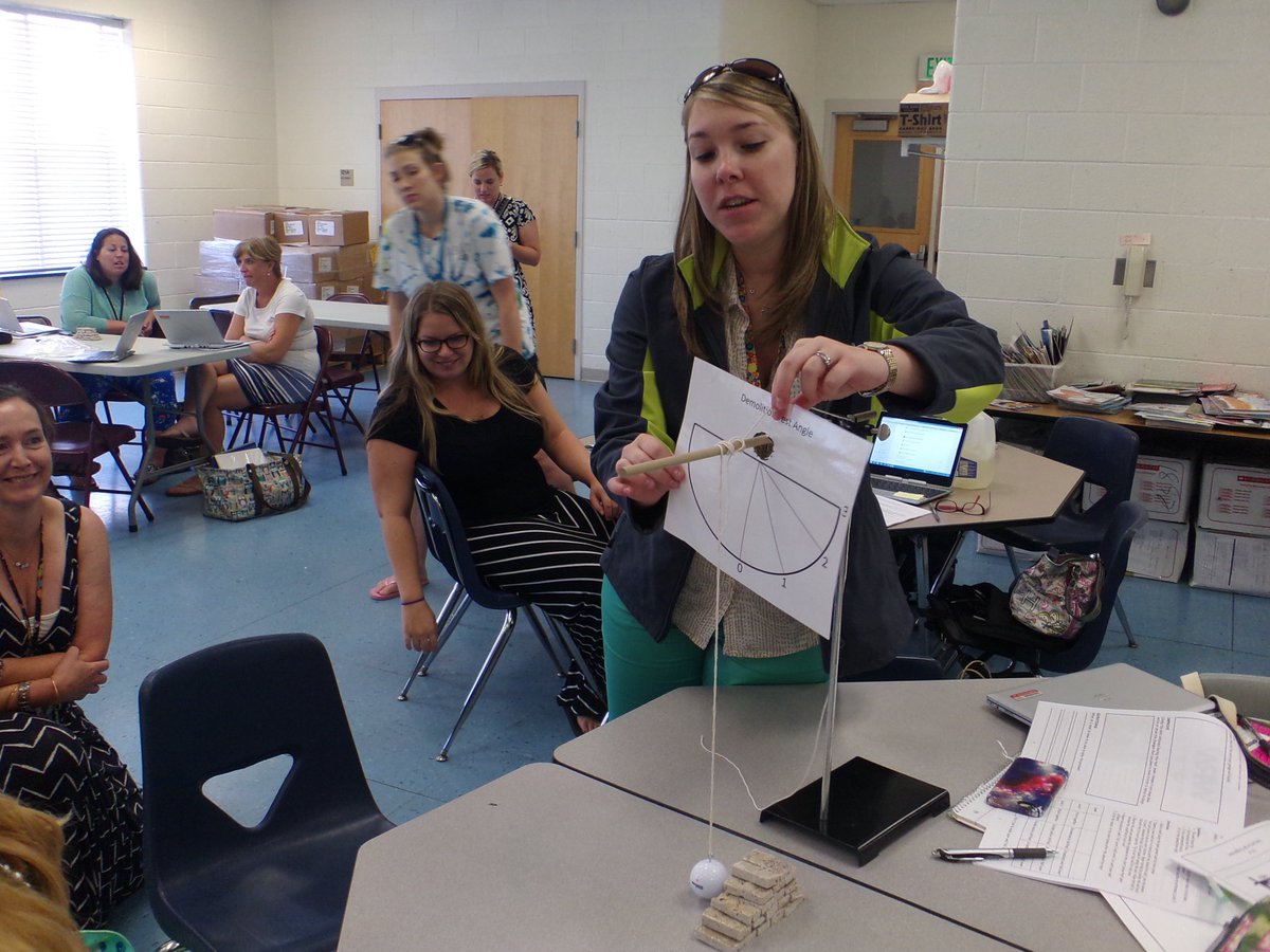Teachers "whack" walls to test their structural design <a href="/BCPSSci/">BCPS Science Office</a> Grade Two PD at Dogwood Elementary.