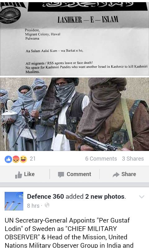 Lashkar E Islami threaten Kashmiri Hindus2leave valley or Face Death.Posters hv been stuck in Pulwana #KashmirTruth