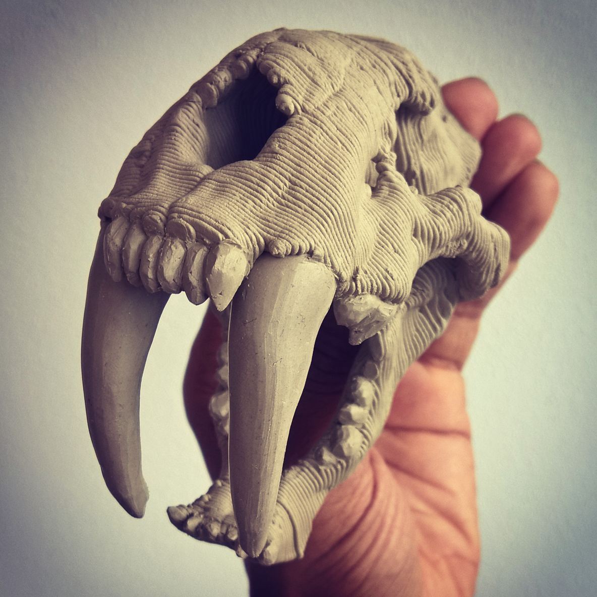 #3dprinting #sabertooth from #thingverse with #clay. #3dceramics #pottery lutum.vormvrij.nl/?p=3290