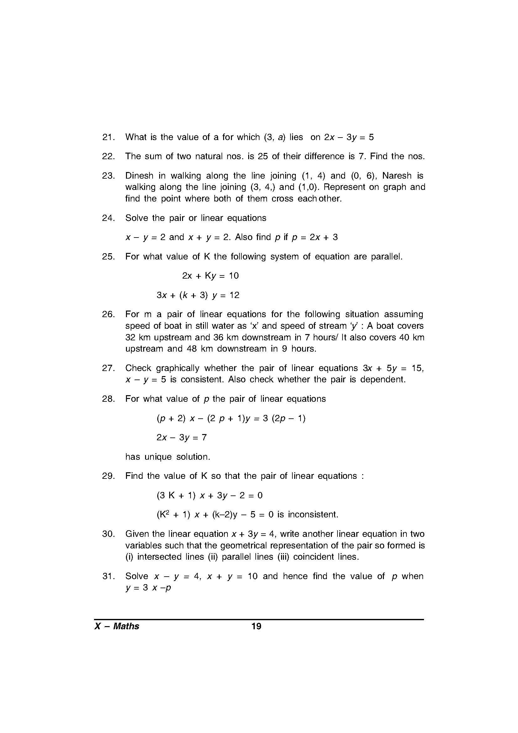 Maths And Science Pair Of Linear Equations Class X Solve These Questions For Better Understanding Part 2 T Co Dmwfkr2vkc Twitter
