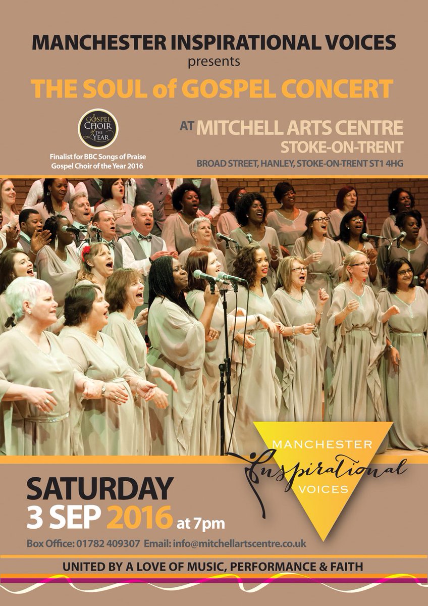 Goodas1975's tweet photo. 2 weeks to go before Stoke on Trent gets Gospel-ized. #StokeonTrent #stoke #mitchellarts #ymca #miv #3/9/16 https://t.co/fYcg76oSFb