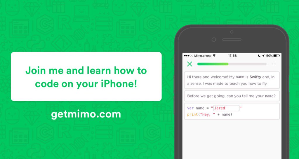 dbosnjak's tweet photo. I'm learning Swift on my iPhone, @getmimo style! 🚀 https://t.co/7imJzDVKIK https://t.co/gW73rlwIv5