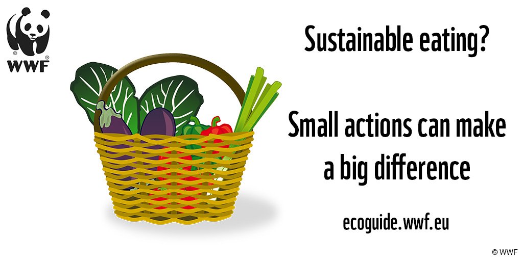 WWFEU's tweet image. Our choice of #food impacts the #environment. A few tips on how to eat sustainably ow.ly/Ztjy302EGCW