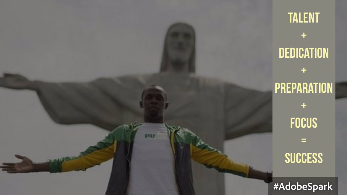 80from20's tweet photo. Usain Bolt: Proof of the formula: talent + dedication + preparation + focus = success #TripleTriple https://t.co/xWN6cjMaAI