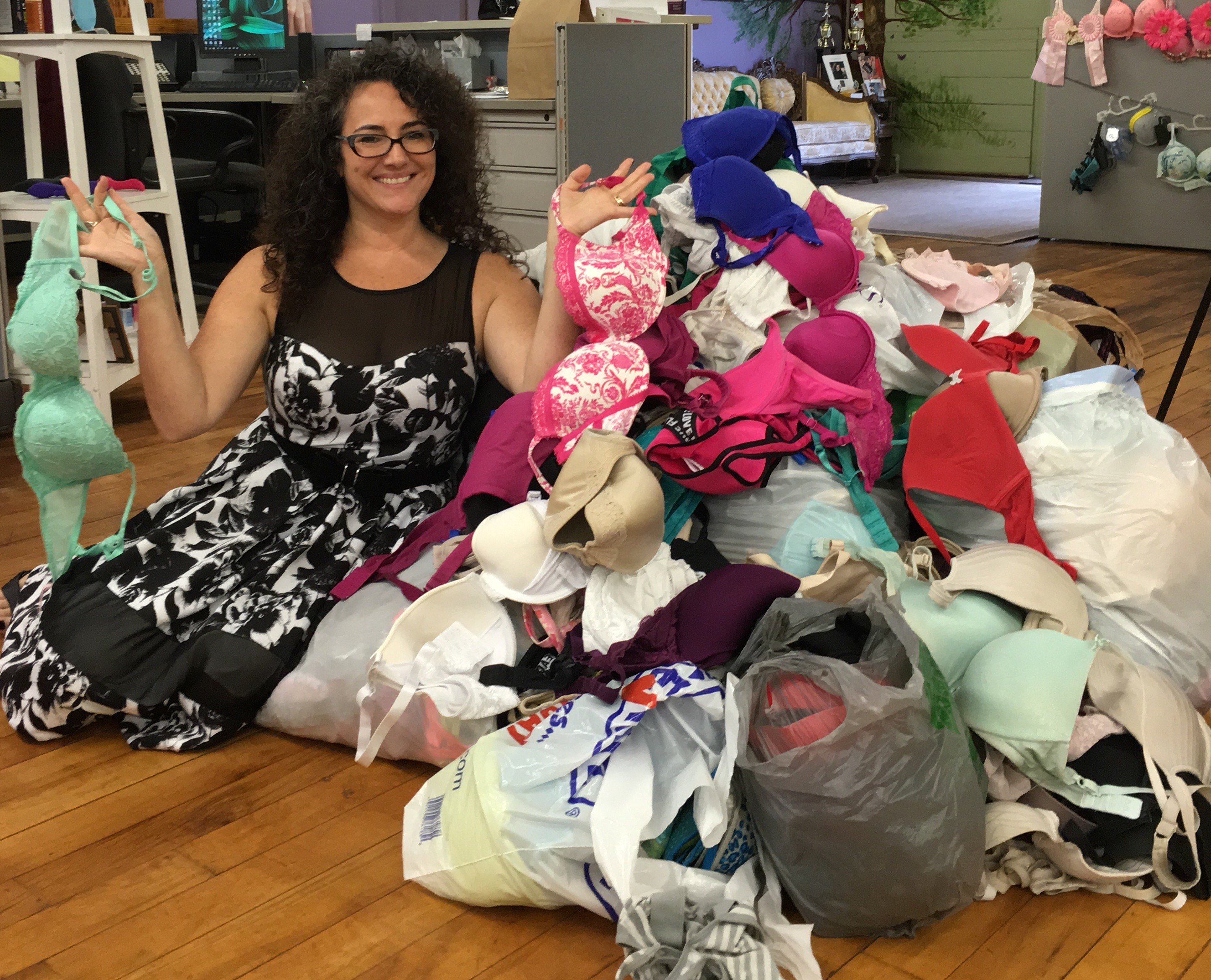 The Athena's Cup on X: Another huge pile of bra donations has arrived! We  are so close to breaking the world record for longest bra chain!   / X