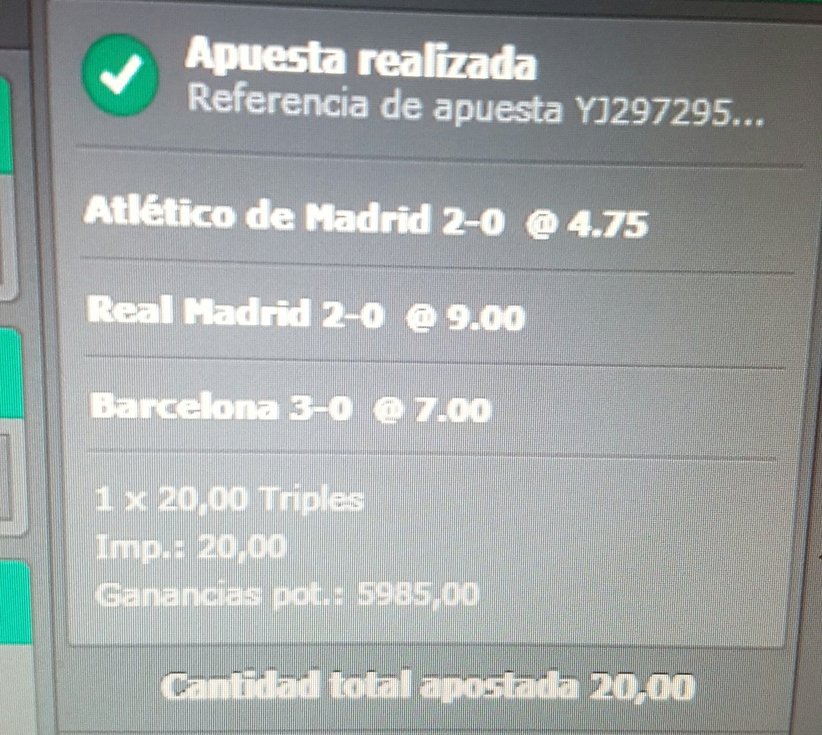 Juangayasalom's tweet photo. 🏁 Si sale esta apuesta y gano 6K voy a regalar 1.000€ entre todos los RTs y que estén en 💷 https://t.co/8RCmy7Jwfu 💷 https://t.co/cF3tpmpgEO