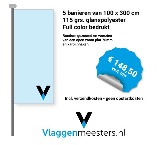 Ook onze #banieren zijn standaard laag geprijsd. 5 stuks 100x300 cm, FC, voor maar €148,50 incl. #gratis #verzending