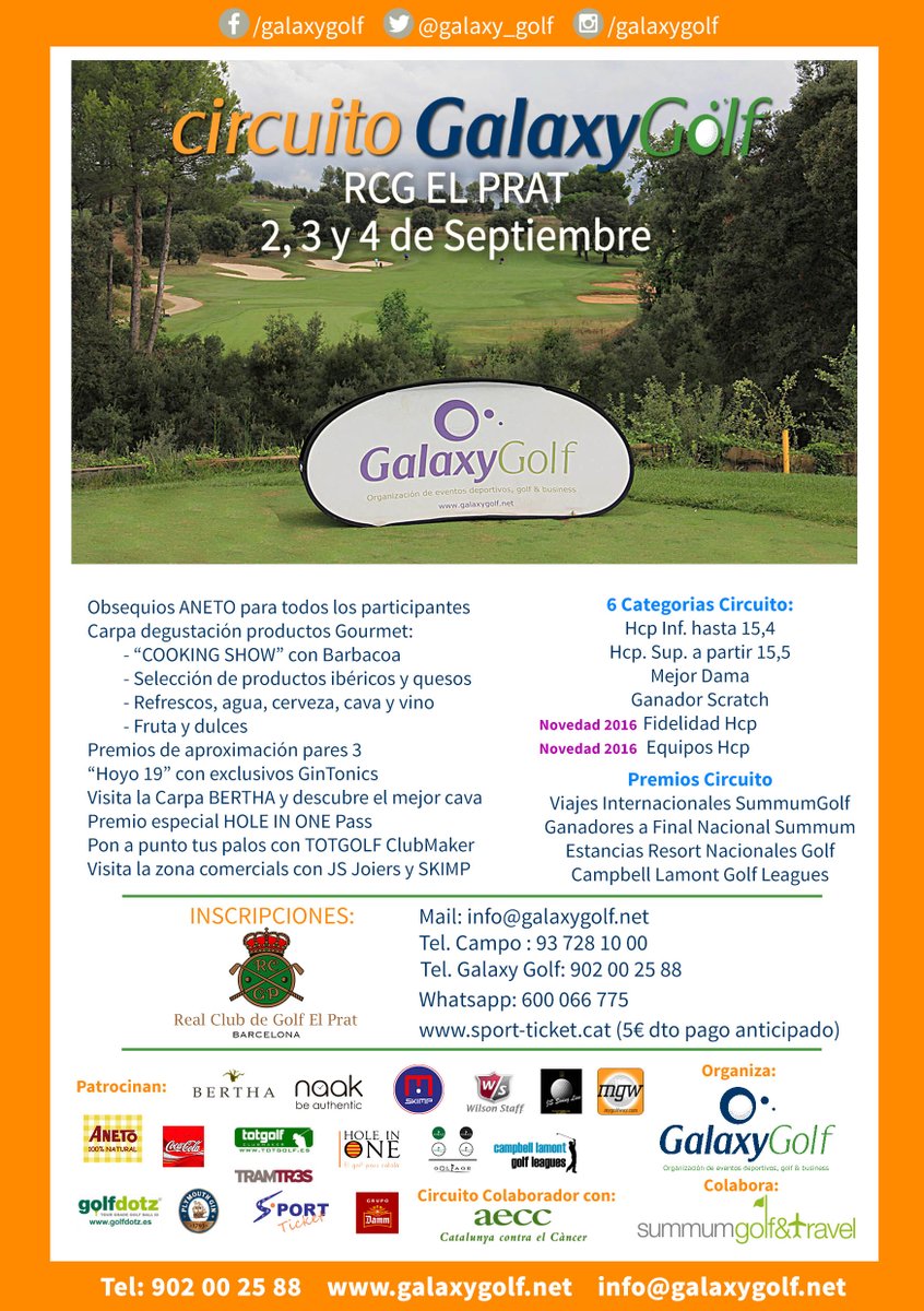 CIRCUITO GALAXYGOLF 2016 en RCG El Prat <a href="/golfelprat/">Real Club de Golf El Prat</a> los dias 2 3 y 4 de Septiembre <a href="/galaxy_golf/">GalaxyGolf</a> #circuitogalaxygolf