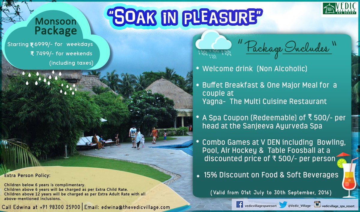 Beat the heat and enjoy the magic of the #monsoon with our special #MonsoonPackage. 
#luxury #resort #VedicVillage