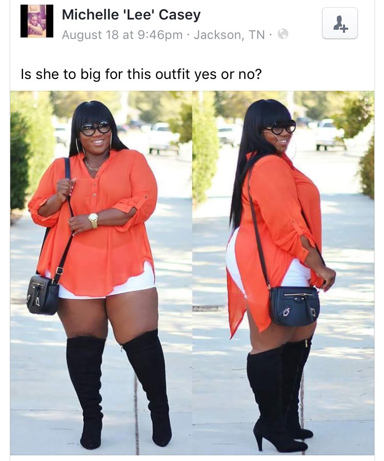 brinaaquafina's tweet photo. If it comes in her size how the fuck is she too big for it.? https://t.co/ArgrY5BrGr
