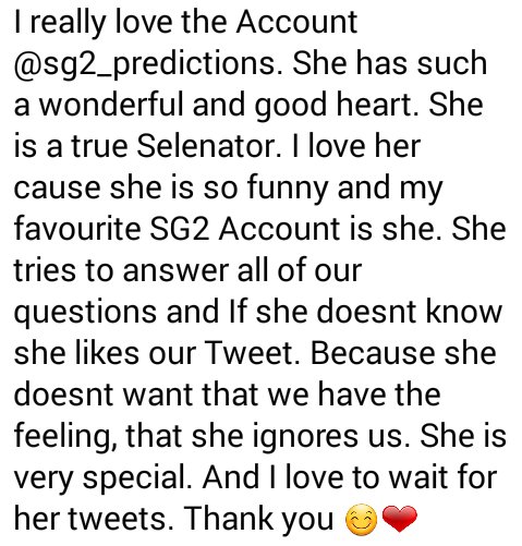 kurdiselena's tweet photo. Thank you for everything @sg2_predictions ❤❤❤❤ me and @revivalsg234 will always support you ! https://t.co/5f6AStffbN