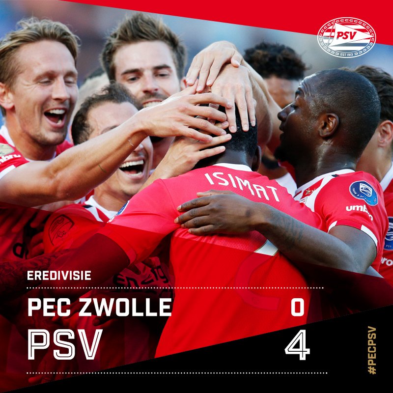 AFGELOPEN. #pecpsv

0-1. Isimat (19)
0-2. Hendrix (35)
0-3. De Jong (86)
0-4. Bergwijn (89)