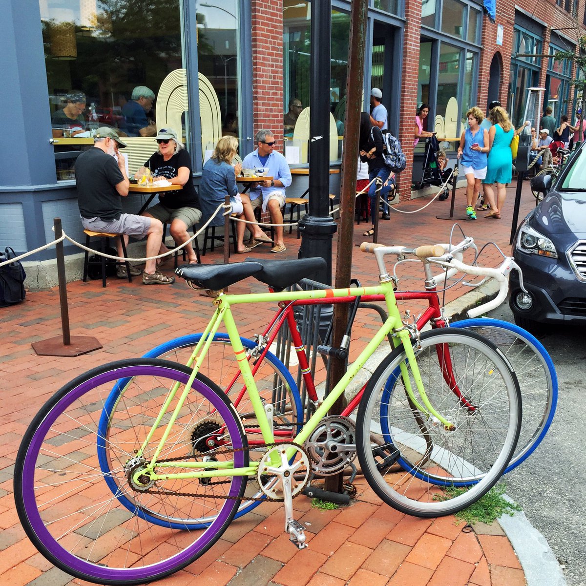 Spotted these old and colorful #bikes on the #eastend today! #vintagebikes #fixie