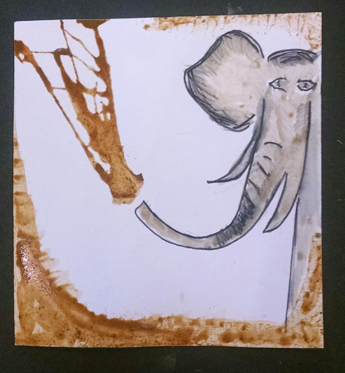 Studio4DatFRHS's tweet photo. This artist went back into #sweetmud paintings with a pencil. They have such a great energy Cola+Dirt=paint #steam https://t.co/RMcwW1VUYP