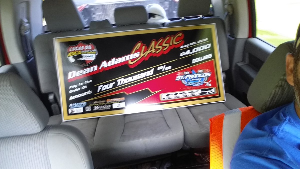 Who's taking this check home tonight? Gonna be an awesome show! Gates open at 4pm, racing at 7pm! #DeanAdamsClassic