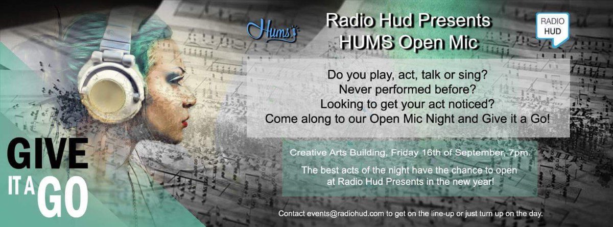 Less than a week now until Radio Hud's Open mic night! Check out the FB event for more info facebook.com/events/1653641…