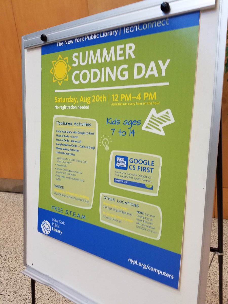 TeachingRalph's tweet image. Summer Coding Day is ready to go in the Bronx. #summercoding #computerscience #kids @nypl @NYPLTechConnect