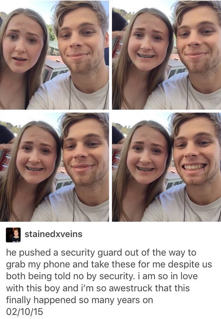 oldtweetsof5sos's tweet image. Luke always tries to make us happy #LukeLightsUpMyDayBecause