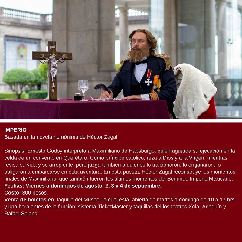 Museodehistoria's tweet photo. Este #FinDeSemana es de "Imperio". Recuerda que puedes comprar tu boleto en taquilla una hora antes de la función. https://t.co/4s78vBMWa9