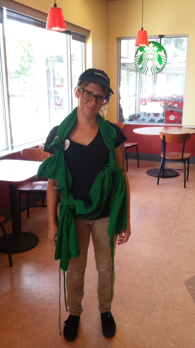 sandy_dewald's tweet photo. I guess that's what I get for always forgetting my apron at work@Starbucks @taylourterp @MWittkorn @amberwhosback https://t.co/8QacRnEsMO