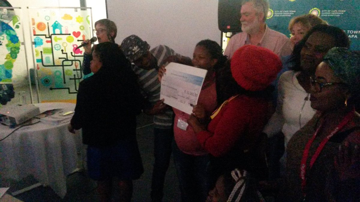 innovsummit's tweet photo. Pandemonium breaks out as #OnToeTransport takes 1st place! #SAIShack #SmartCommunitiesHackathon @CityofCT https://t.co/n8H6Bwq3RT