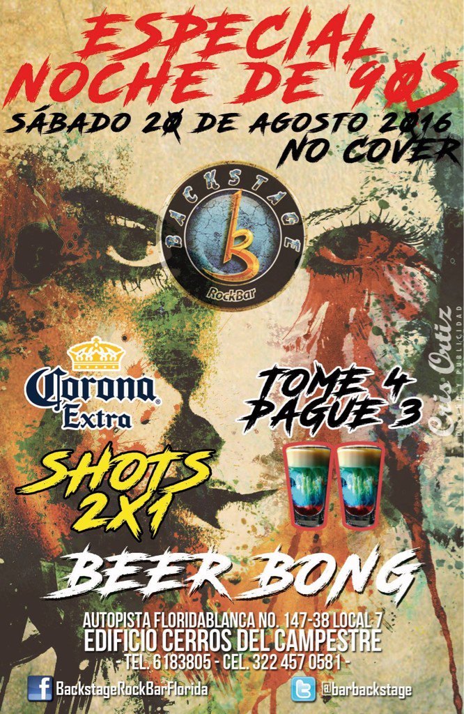 Backstage rock bar (@barbackstage) on Twitter photo Esta noche disfruta de lo mejor de los 90s con los que saben de rock. Solo 90s esta noche en <a href="/BarBackstage/">Backstage rock bar </a>. Esta noche disfruta de lo mejor de los 90s con los que saben de rock. Solo 90s esta noche en <a href="/BarBackstage/">Backstage rock bar </a>.