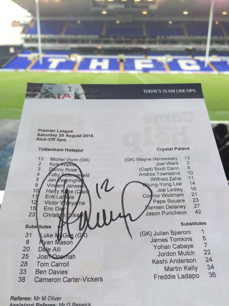 📝 RT &amp; make sure you're following <a href="/SpursOfficial/">Tottenham Hotspur</a> for a chance to win a teamsheet signed by <a href="/VictorWanyama/">Victor Wanyama</a>! #COYS 📝