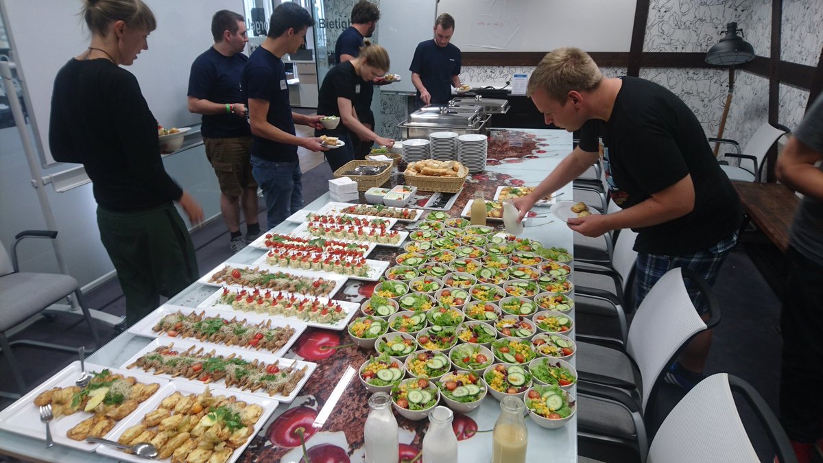 Wow! What a #dinner. Time to recharge our batteries to get our #projects done! #hungryhackers