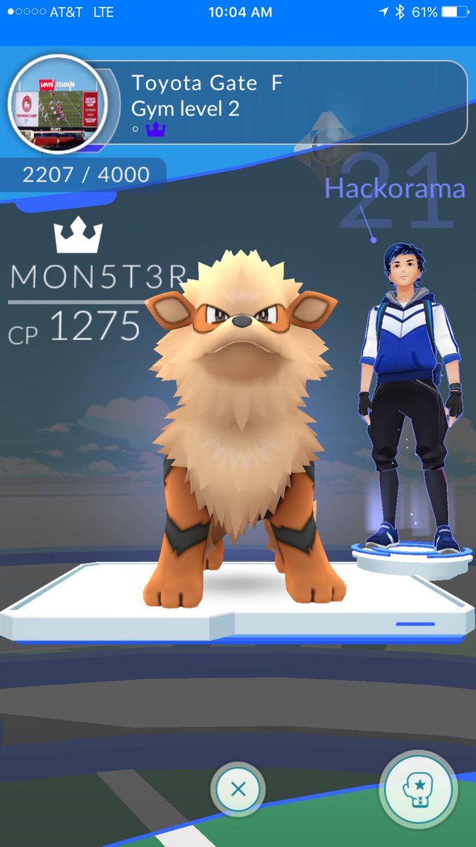 hackorama's tweet image. #MON5T3R @NBowman53 defending @LevisStadium for @49ers  #PokemonGO #49ers