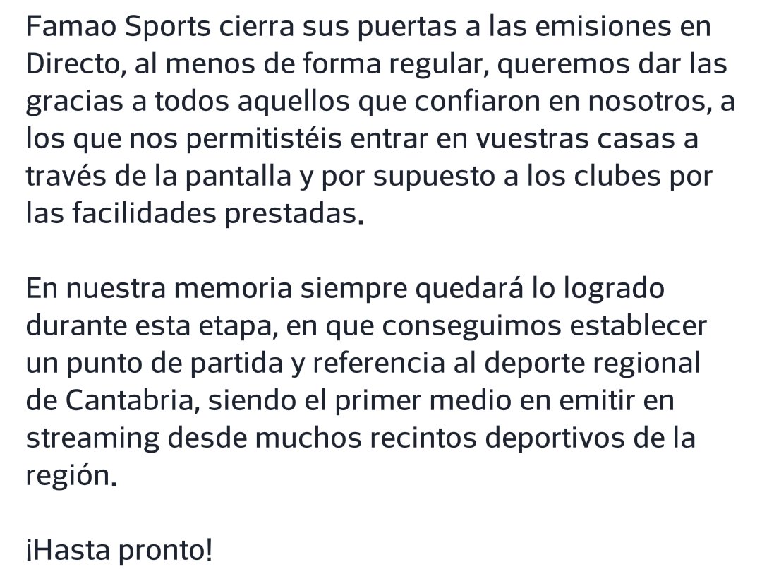 Comunicado oficial: