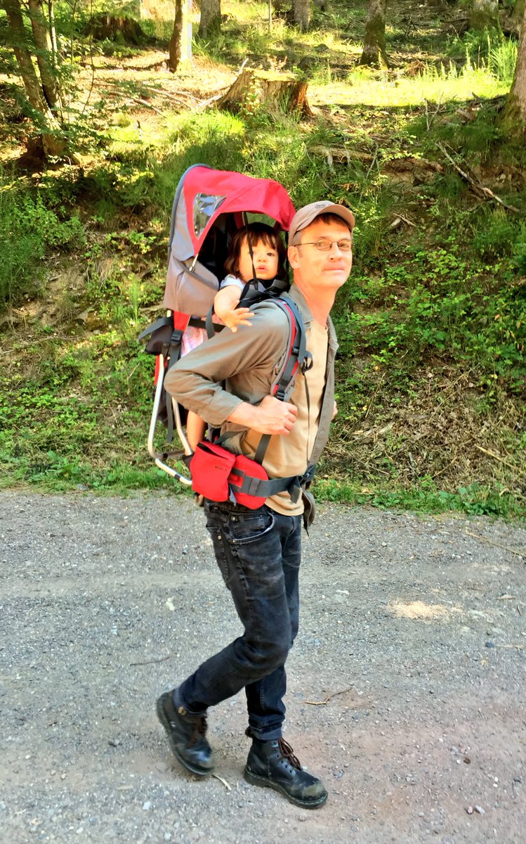 ちょっとハイキングしようかと誘われカジュアルに参加したら、登山靴必須の7時間耐久猛烈ハードな山登りだった！富士山登山の苛酷さを彷彿、死ぬかと思った。1歳児の娘も代わる代わるリュックに背負われ同行。#南ドイツ旅行