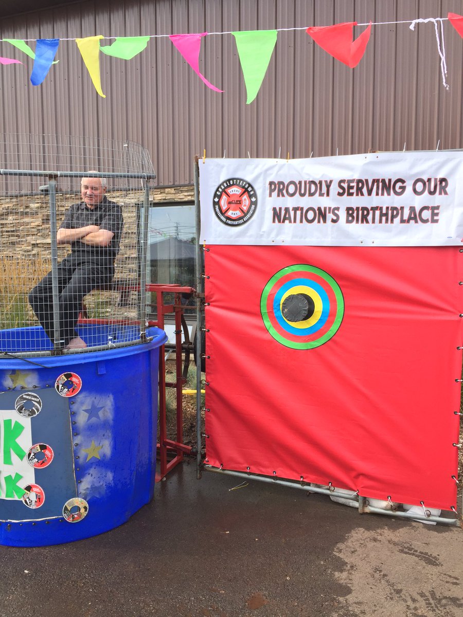 IAFFLocal5219's tweet photo. The Honourable @WayneEaster MP about to be dunked at the @UpstreetBrewing #DoGoodFund #PEI https://t.co/nfyNtLfM7W