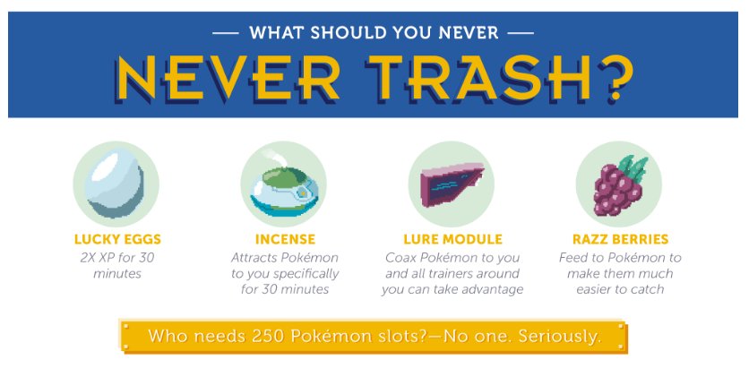 PokemonGoNews's tweet image. When you need inventory space in #PokemonGO, be sure to not toss these items. [credit] @selfstoragefind