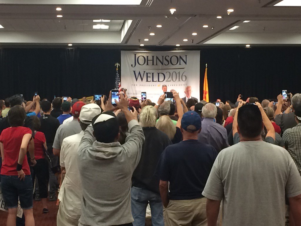 CandaceKRQE's tweet photo. Gary Johnson now on stage, telling crowd this election has been so crazy, that he is going to be next president. https://t.co/R7nt6CFSOa