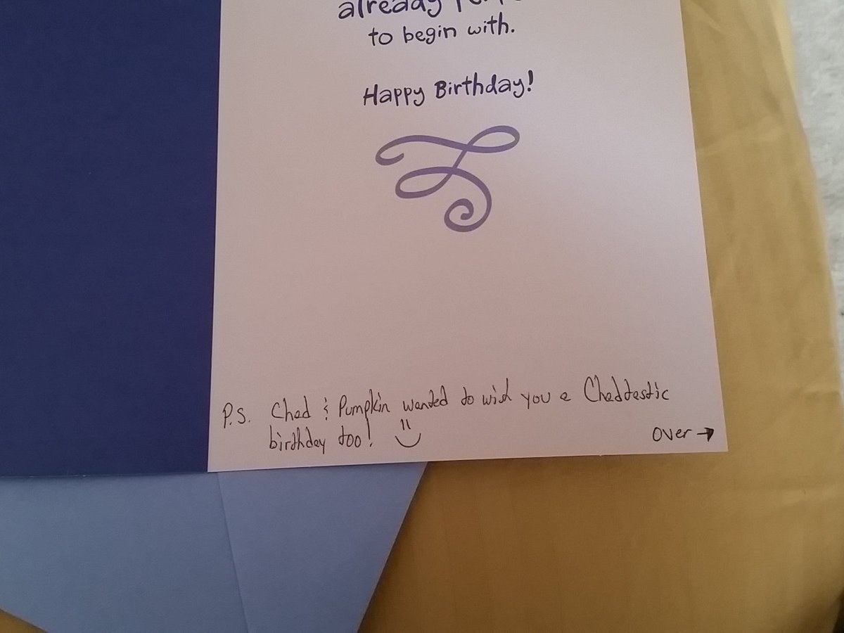 DimplesNinja's tweet photo. @realchadjohnson You (and Pumpkin) are in my bday card from @kenziegrl3 #Epic #Chadtastic https://t.co/WfttZMgerv
