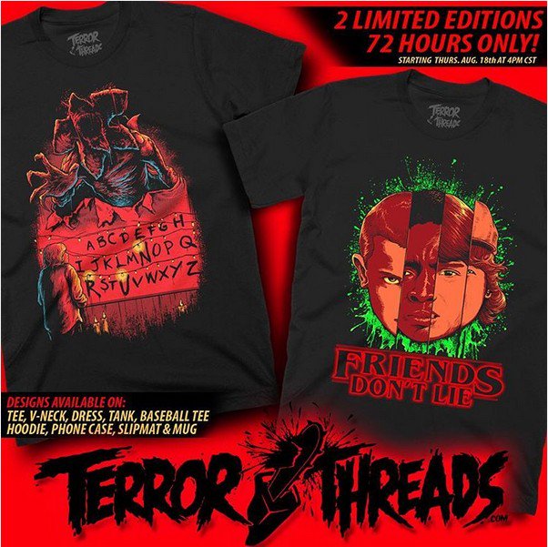 The_Real_T_Love's tweet image. You now have less than 24 hours to get these designs from #TerrorThreads!!! #StrangerThings terrorthreads.com/?rfsn=227978.5…